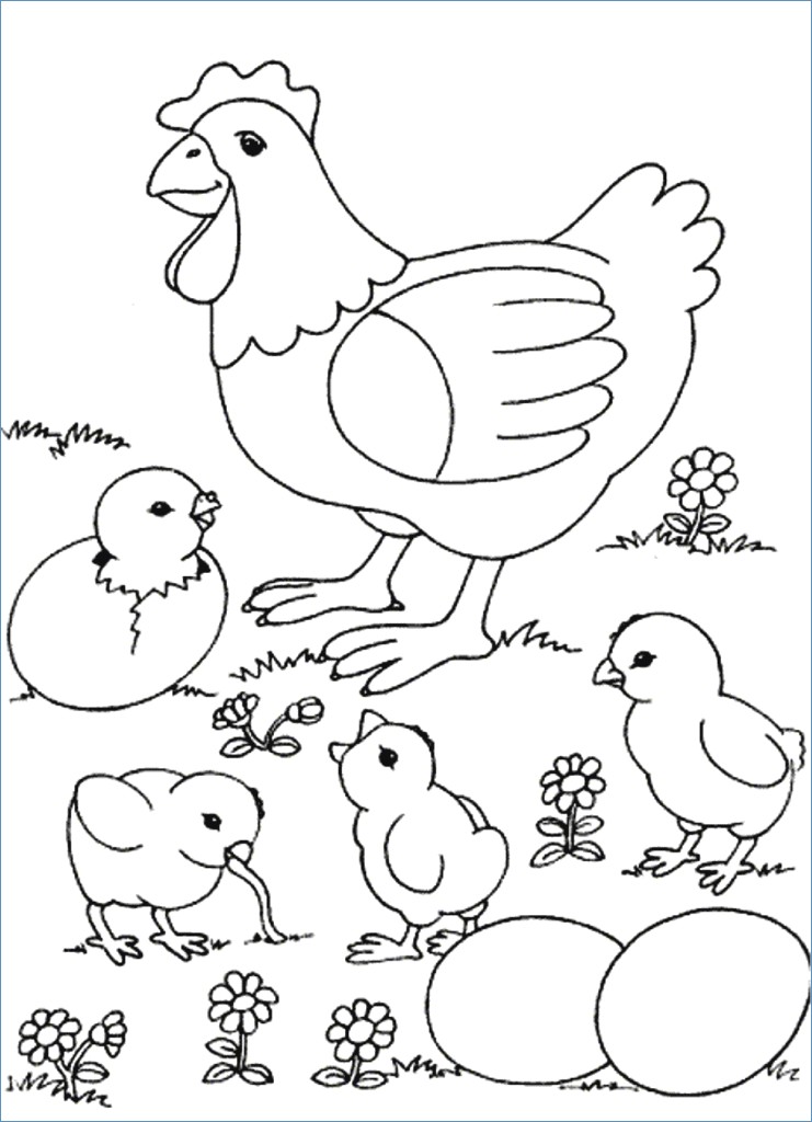 741x1024 Cute Little Chick And Flower Spring Animal Coloring Pages