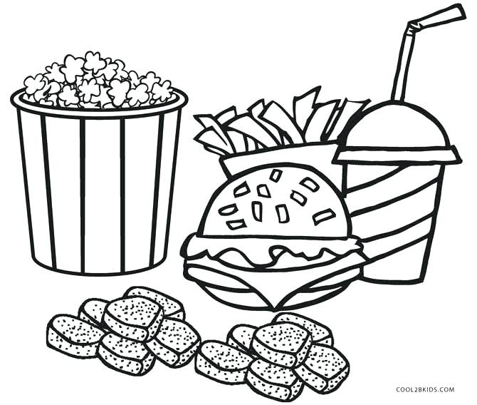 670x568 Junk Food Coloring Pages Food Coloring Pages Plus Fried Chicken
