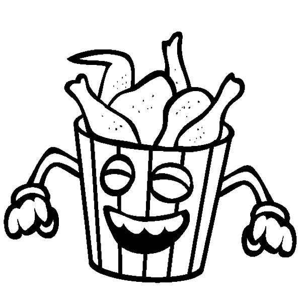 600x612 Smiling Bucket Of Fried Chicken Coloring Pages
