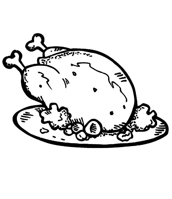 600x695 Fried Chicken Coloring Page Free Download