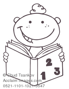 232x300 Clipart Image Of Coloring Page Of A Boy Reading A Math Book
