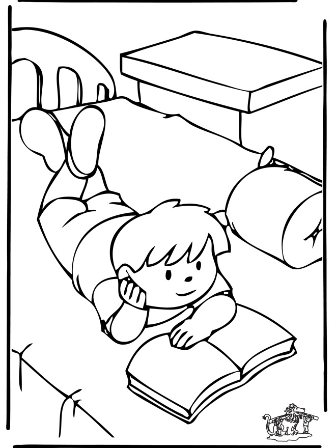 Child Reading Coloring Page at GetDrawings | Free download