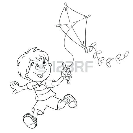 450x450 Kite Coloring Page Coloring Page Outline Of Cartoon Boy Running