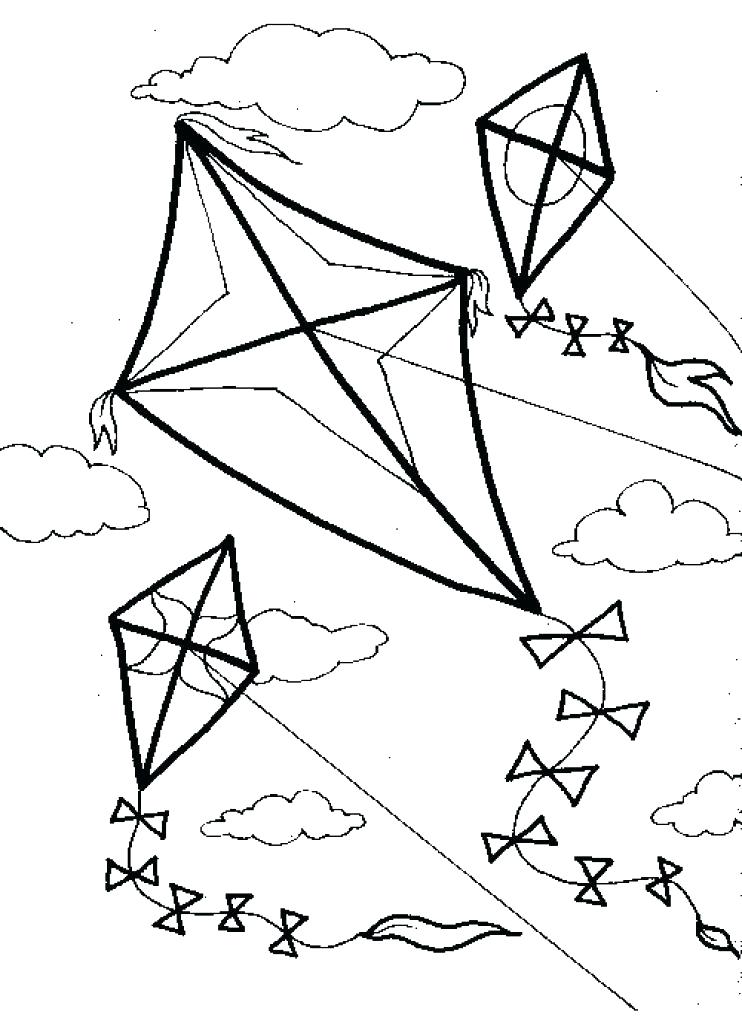 742x1024 Kites Coloring Pages Coloring Pages Of Kites Kites In The Wind