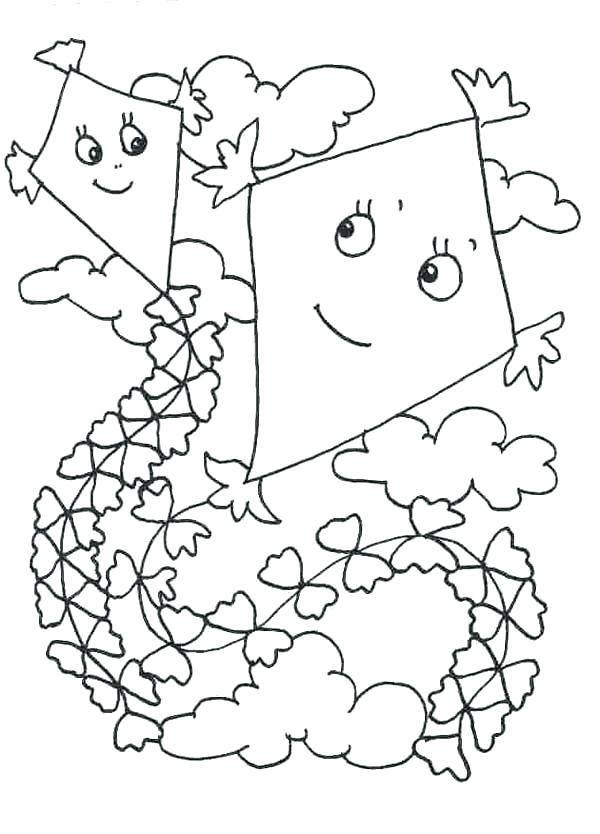 Children Flying Kites Coloring Pages at GetDrawings | Free download