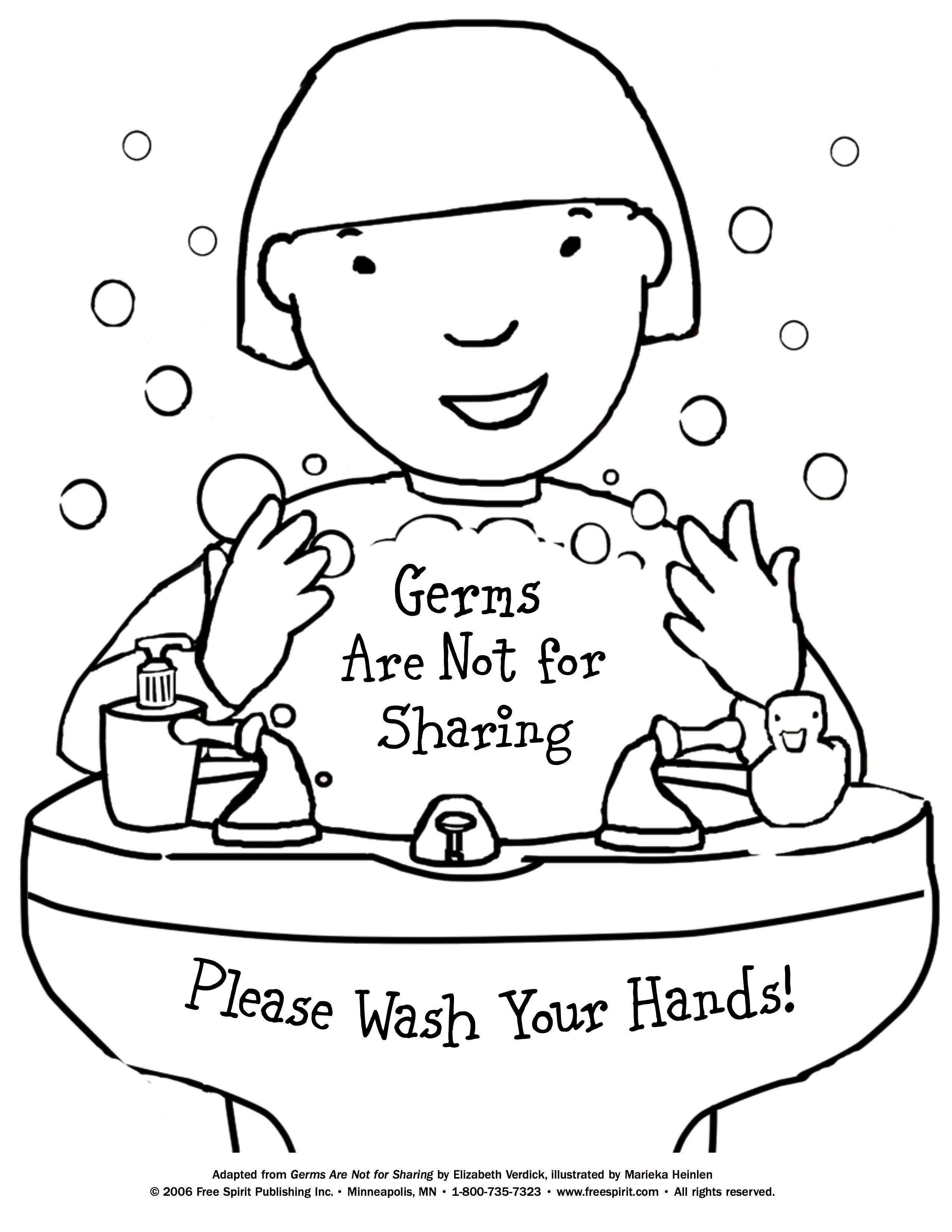 2550x3300 Free Printable Coloring Page To Teach Kids About Hygiene Germs