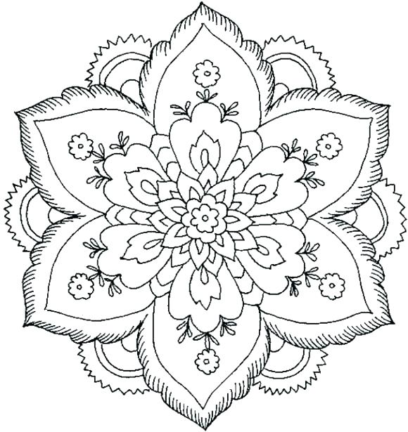 580x615 Mandala Coloring Pages Flower Mandala Coloring Pages High