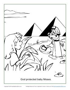 230x298 God Protected Baby Moses Coloring Page God Protected Baby Moses