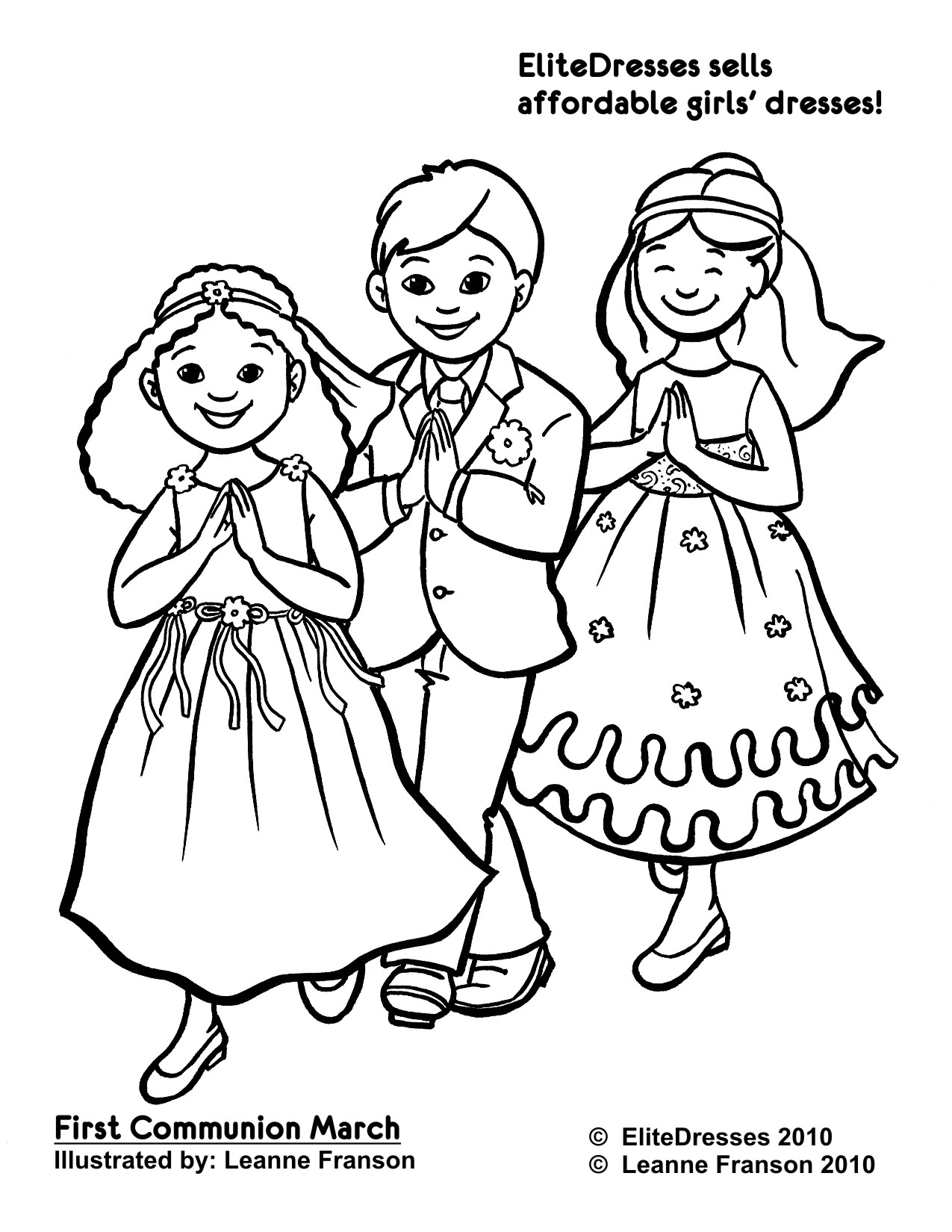 1275x1650 First Communion Dress Coloring Pages
