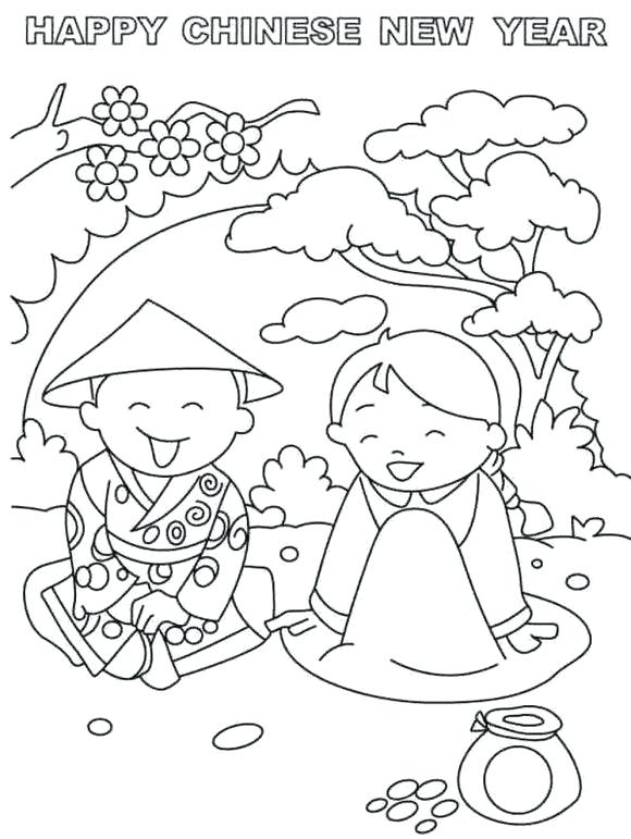 580x771 Coloring Pages For Chinese New Year New Year Colouring Page