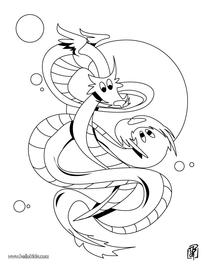 820x1060 Two Chinese Dragons Coloring Pages