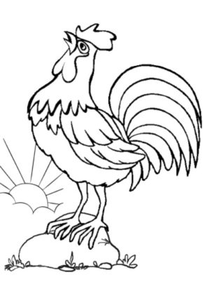 290x412 Newyears Rooster Zodiac Coloring Page, Chinese New Year Rooster