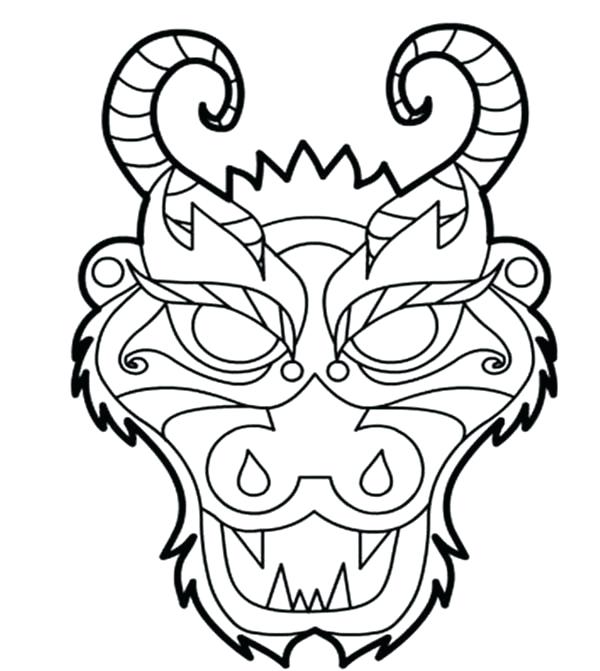 600x671 Chinese Dragon Head Coloring Sheet