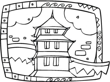 465x345 Buddhist Temple Coloring Page Coloring Pages