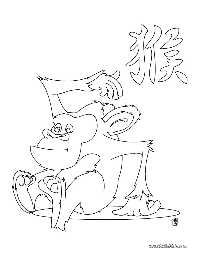 820x1060 Monkey Chinese Zodiac Coloring Page Source Yeh