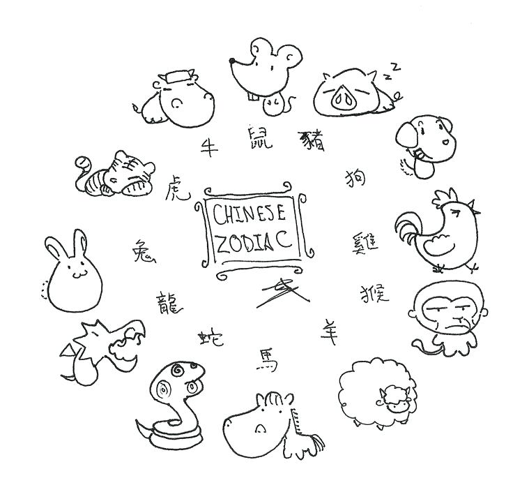 736x705 New Year Coloring Page New Year Coloring Pages Chinese Zodiac