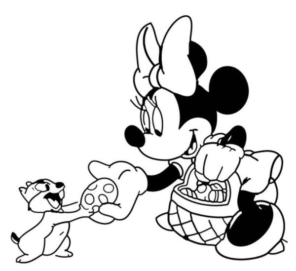 600x549 Minnie And Chip N Dale Disney Easter Coloring Pages