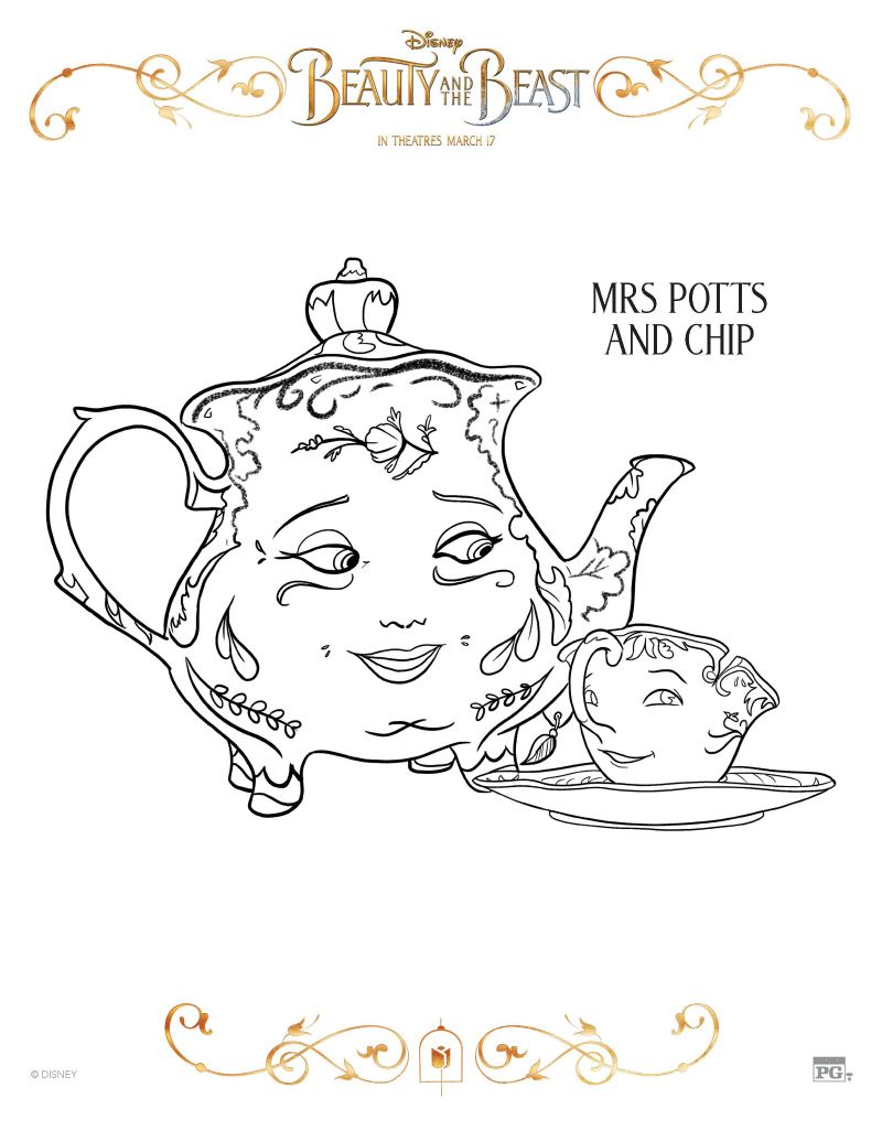 800x1035 Disney Beauty And The Beast Mrs Potts And Chip Coloring Page