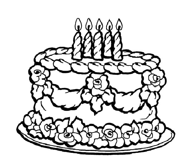 600x544 Lovely Decoration Chocolate Cake Coloring Pages