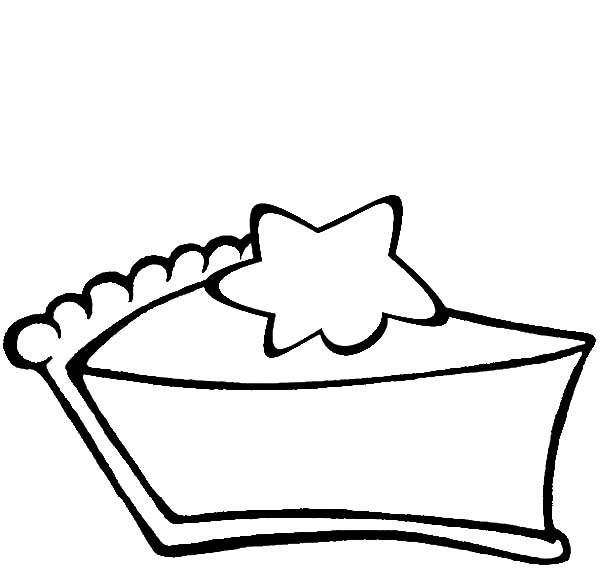 600x572 Slice Of Chocolate Cake With Star On It Coloring Pages