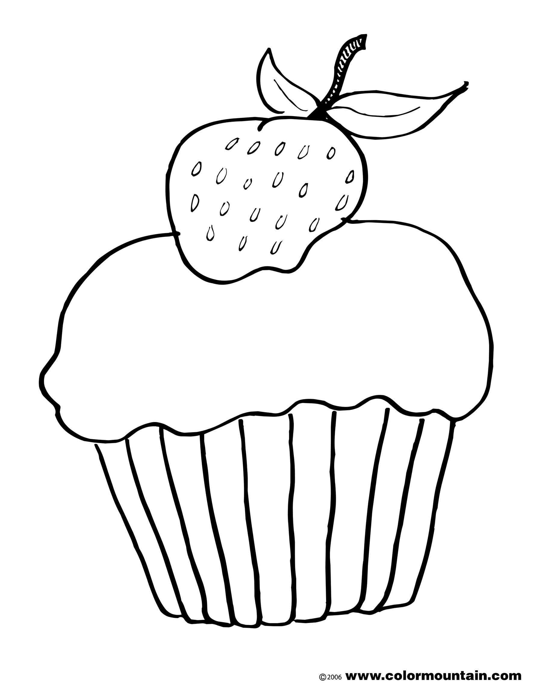 1800x2294 Strawberry Cup Cake Coloring Page