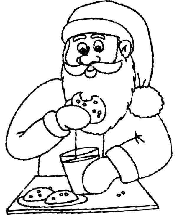 600x726 Santa Eating Chocolate Chip Cookie Coloring Page Cookie