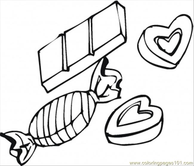 650x558 Chocolate Candies And Hearts Coloring Page