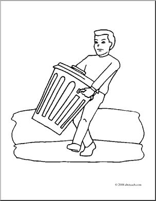 304x392 Clip Art Kids Chores Taking Out The Trash