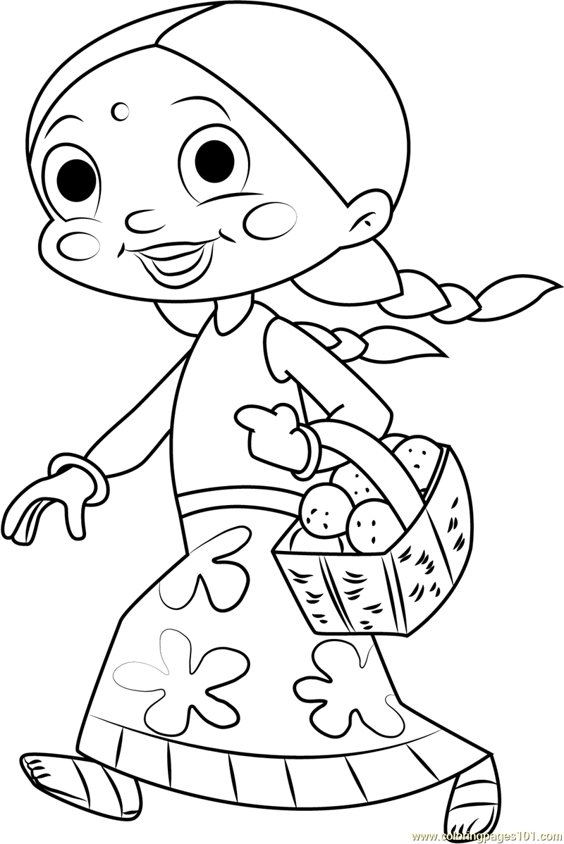 800x1198 Chutki Coming With Laddus Coloring Page