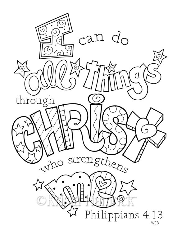 570x760 I Can Do All Things Through Christ Coloring Page