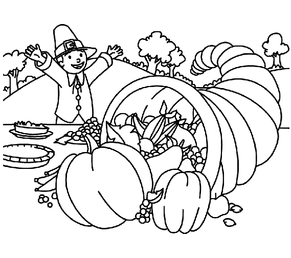 569x504 Thanksgiving Cornucopia Coloring Pages
