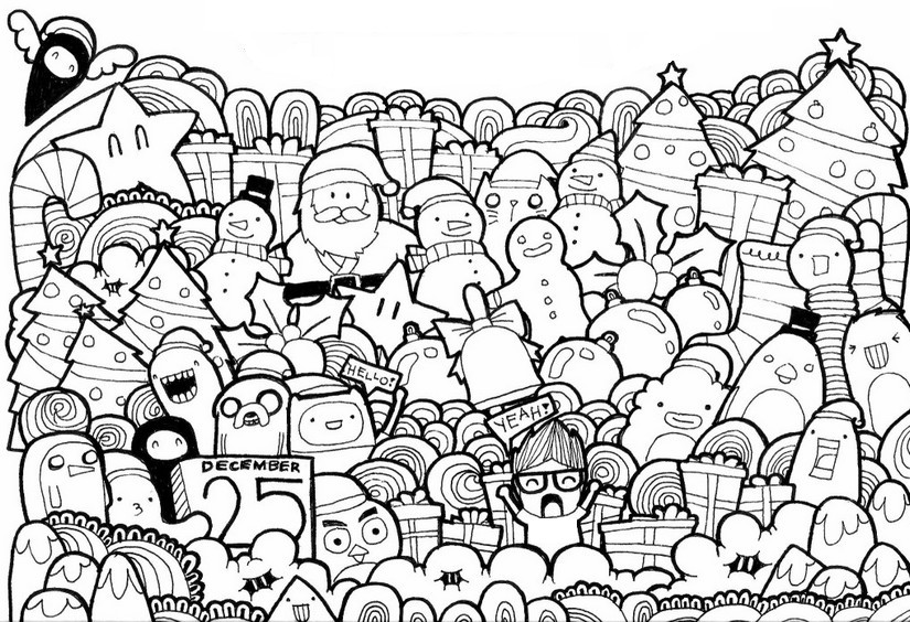 825x564 Advanced Christmas Printable Coloring Sheets Adult Coloring Pages