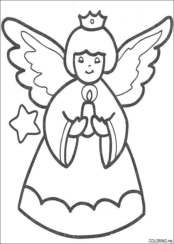 567x794 Coloring Page Christmas Angel And Candle