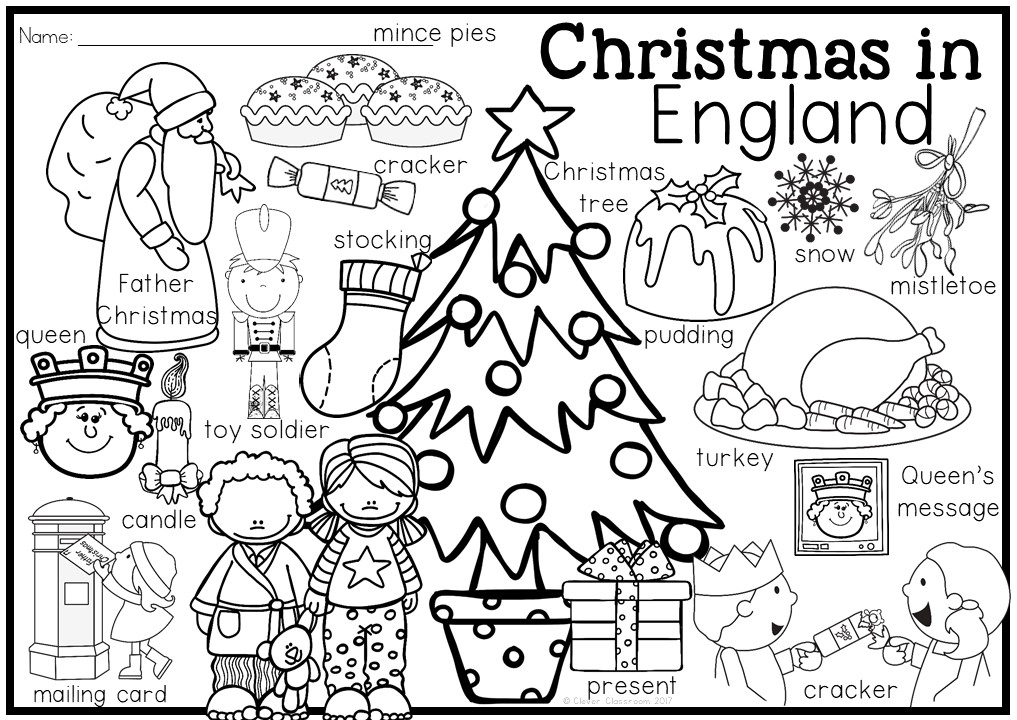 1017x720 Christmas Around The World Coloring Pages And Vocabulary Posters