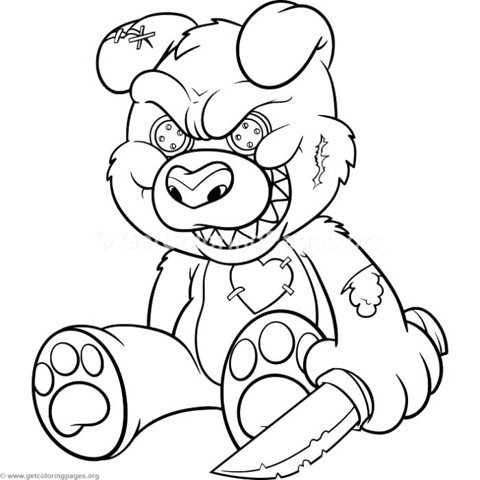 700x700 Teddy Bear Coloring Pages Funny Cartoon Evil Teddy Bear Coloring