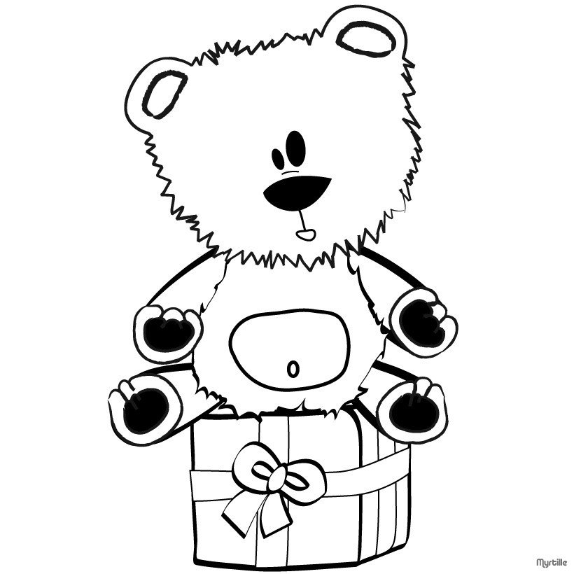 820x820 Teddy Bear On Gift Box Coloring Pages