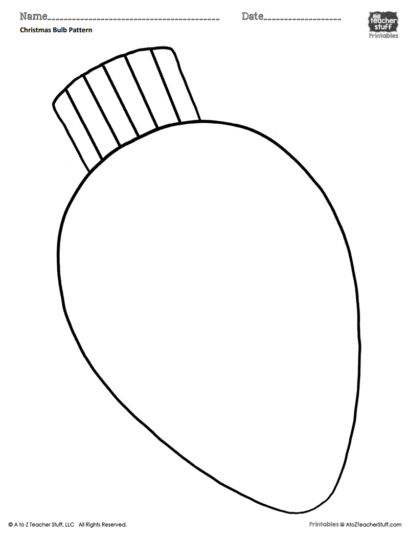800x1050 Christmas Bulb Coloring Pattern Or Coloring Sheet A To Z Teacher