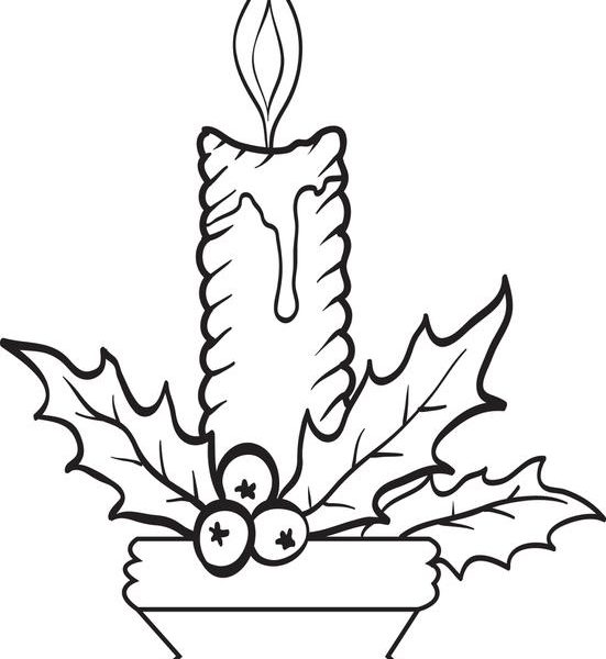 551x600 Christmas Candle Coloring Page Free Coloring Page