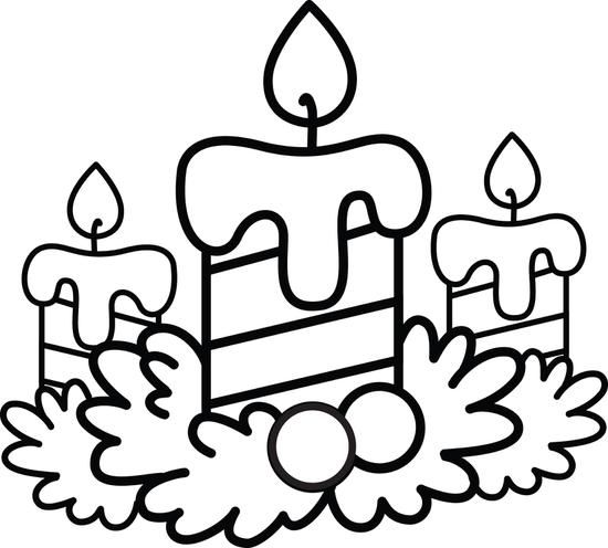 550x496 Christmas Candles Coloring Page