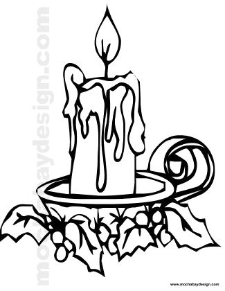 325x420 Printable Christmas Candle Coloring Page