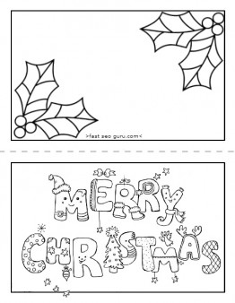 262x338 Printable Merry Christmas Card Coloring Page For Kids