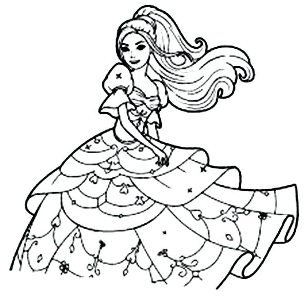 600x582 Barbie Coloring Pages Long Haired Barbie Coloring Pages Barbie