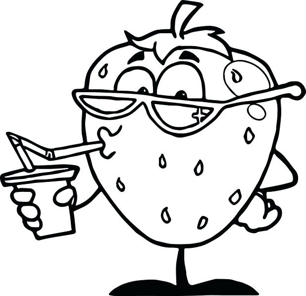 618x597 Cartoon Character Coloring Pages Strawberry Drink Cartoon