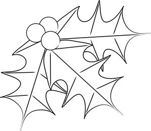 300x261 Free Holly Coloring Pages Clip Art Image
