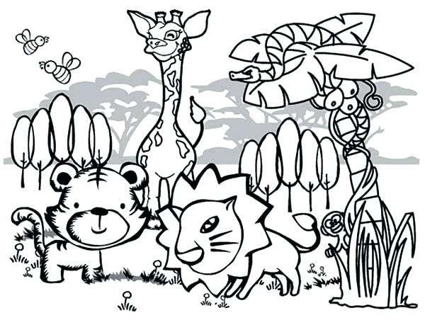 600x452 Cute Animal Christmas Coloring Pages Animals Page Download Print