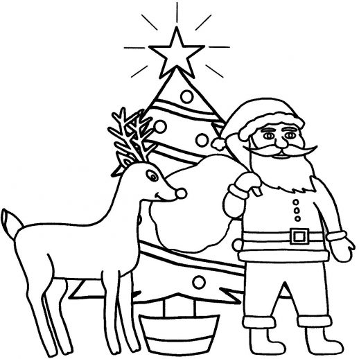 518x518 Santa Claus And Reindeer Standing Near Christmas Tree Ready