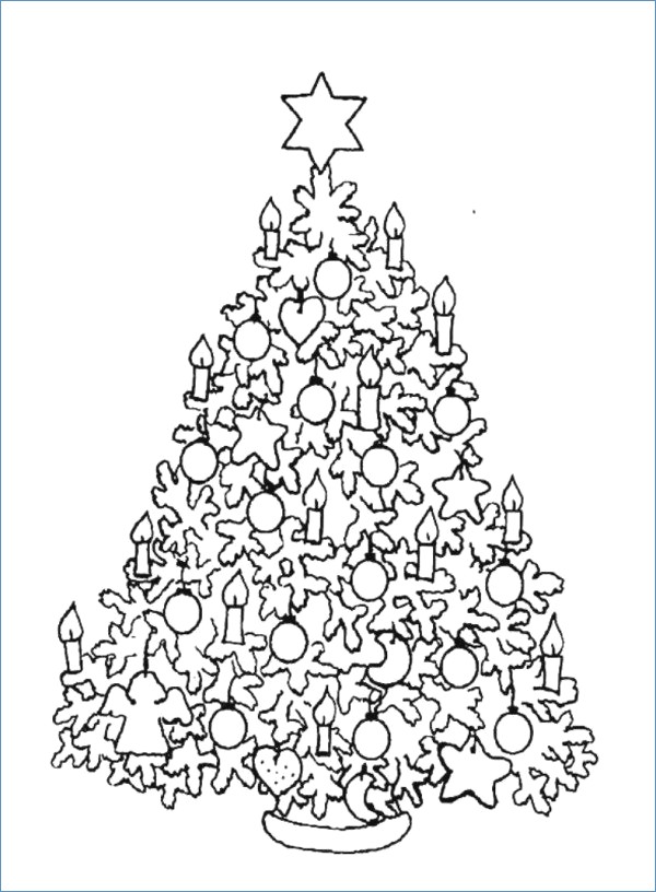 600x816 Cartoon Christmas Tree Coloring Pages