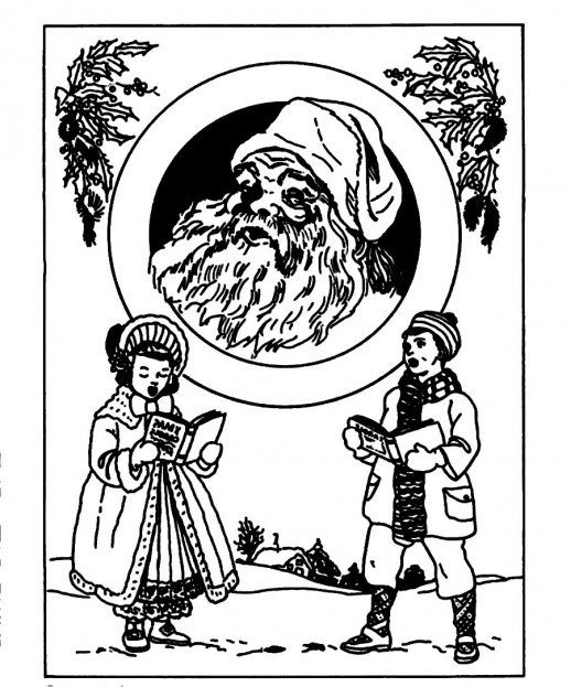 518x623 Two Teenagers Are Singing Christmas Songs Coloring Pages