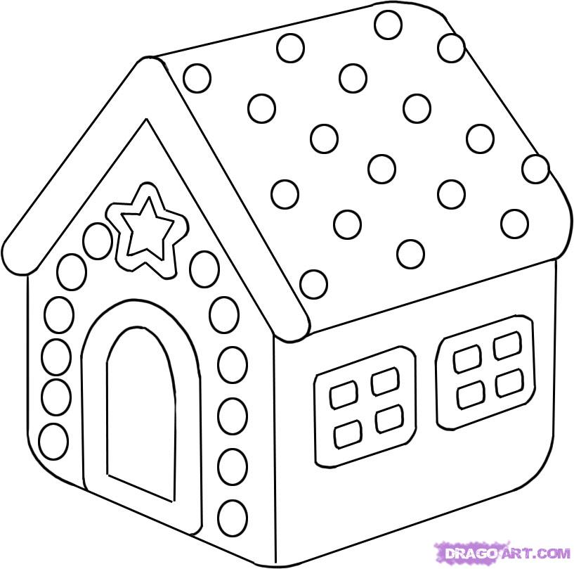 817x809 Gingerbread House Coloring Pages