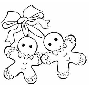 300x300 Gingerbread Men And Bow Coloring Page